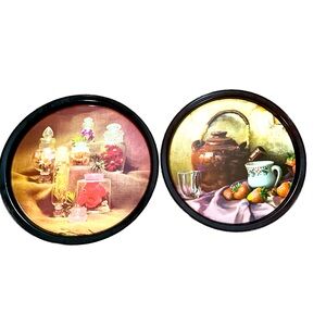 Vintage metal trays 60's or 70's GUC few spots of surface rust on back.